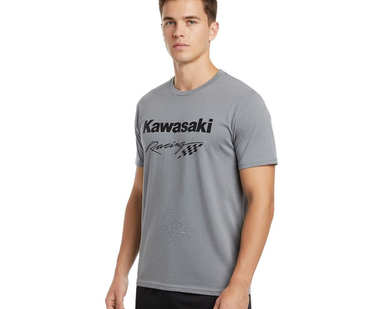 Kawasaki Racing Checkered Flag T-Shirt Grey 