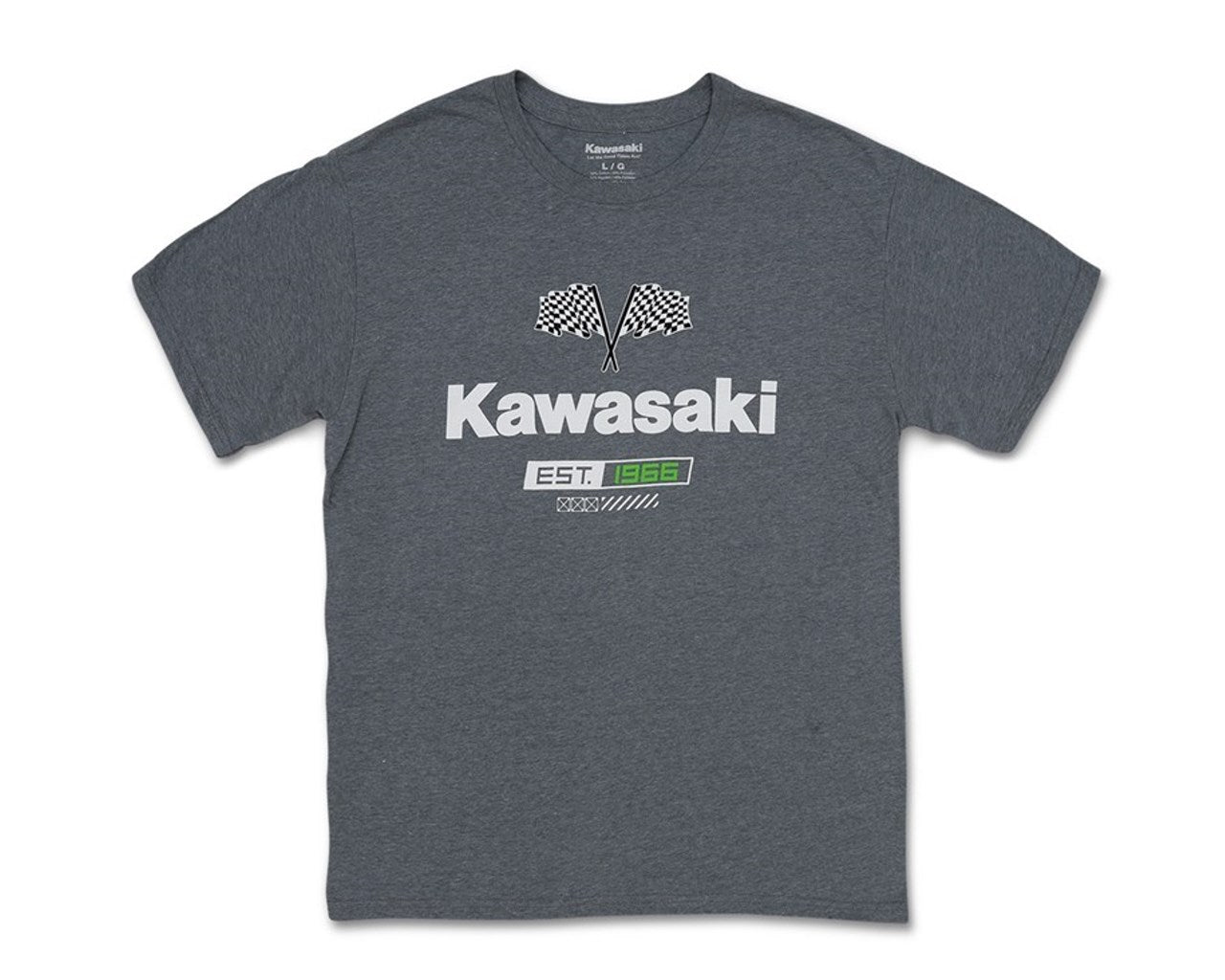 Kawasaki Checkered Flag T-Shirt Grey 
