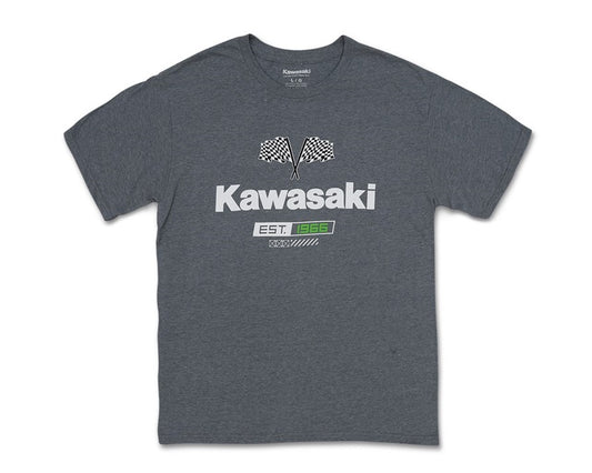 Kawasaki Checkered Flag T-Shirt Grey 