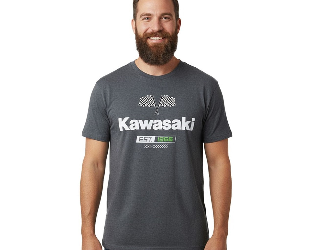 Kawasaki Checkered Flag T-Shirt Grey 