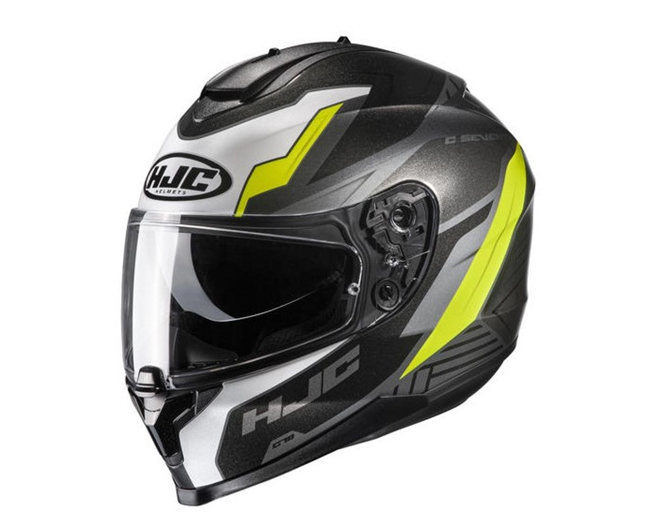 HJC C70 Silon Full Face Helmet with Inner Sun Shield - Flat Black/White/H-Viz 