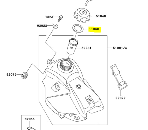 Kawasaki OEM Replacement Gas Cap Gasket 11060-1340