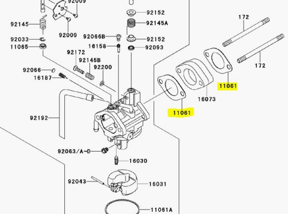 Kawasaki OEM Replacement Head Carb Gasket Mule 600/610 11061-7027 EACH