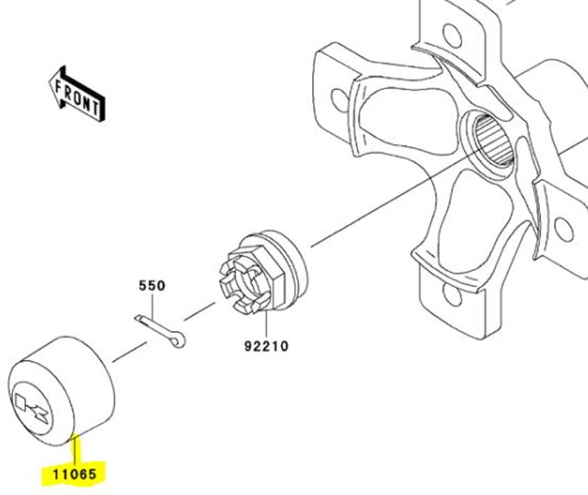 Kawasaki ATV Hub Wheel Rubber Cap Brute Force Prarie 11065-1153