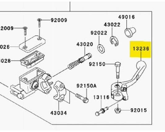 Kawasaki OEM Front Brake Lever KX250F 2013-2014 13236-0724