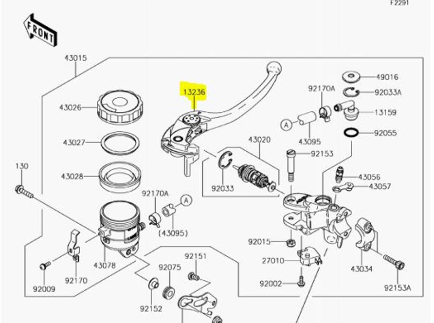 Kawasaki OEM Factory Front Brake Lever 13236-0729