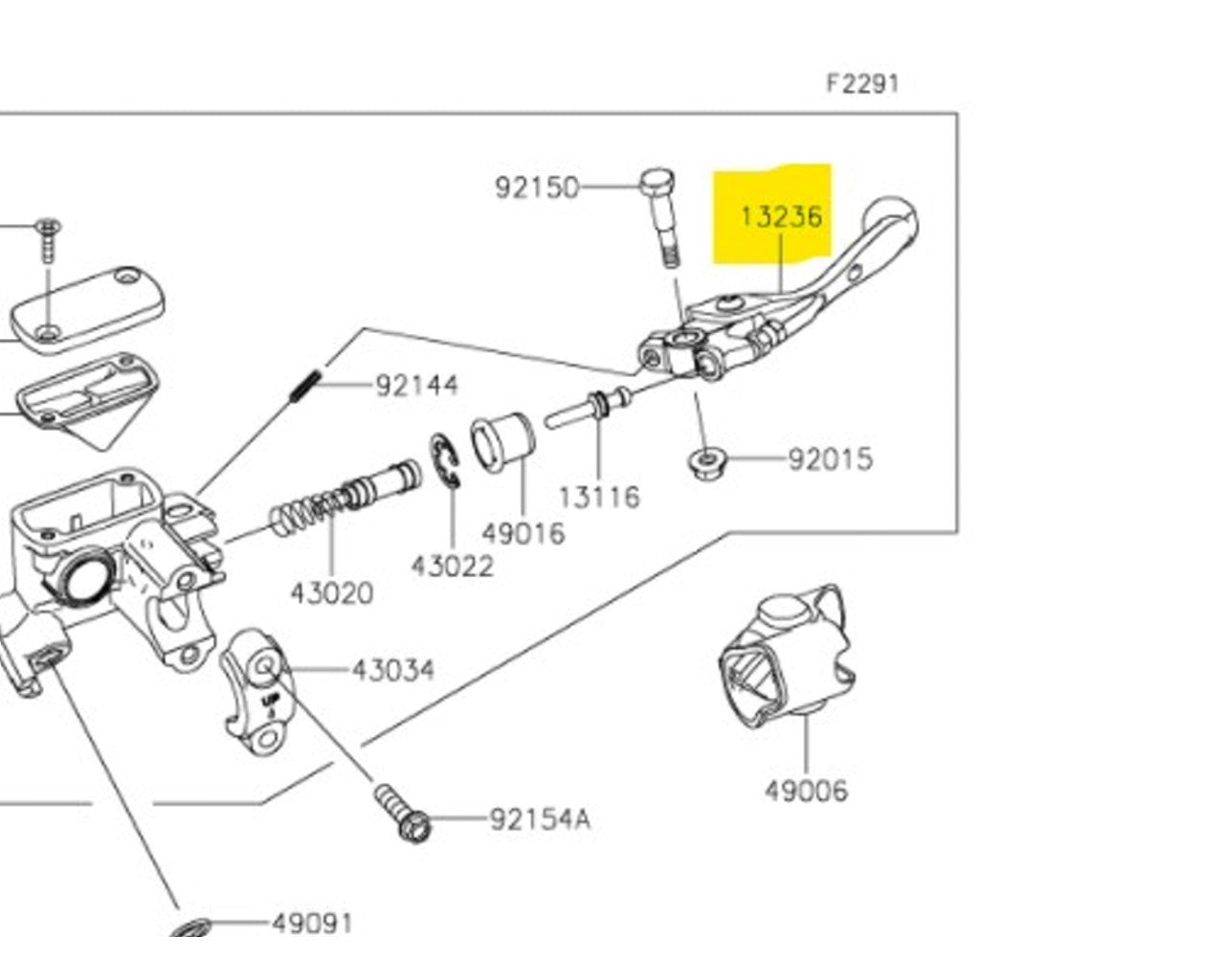 Kawasaki OEM Front Brake Lever KX450F KX250F KX252 2021-2022 13236-0807