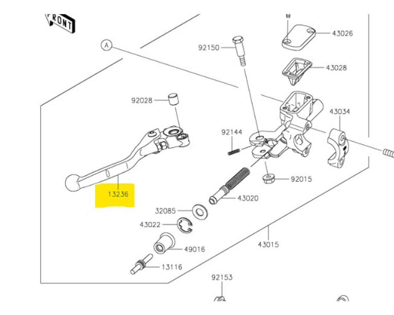 Kawasaki OEM Clutch Lever KX450F KX250F KX252 2021-2022 13236-0813