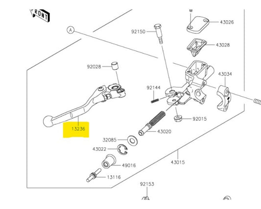 Kawasaki OEM Clutch Lever KX450F KX250F KX252 2021-2022 13236-0813