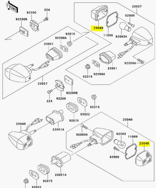 Kawasaki OEM Replacement Turn Signal Lens 23048-1054 Ninja Concours