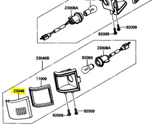 Kawasaki OEM Replacement Rear Left Turn Signal Lens 88-90 ZX10 Ninja 23048-1091