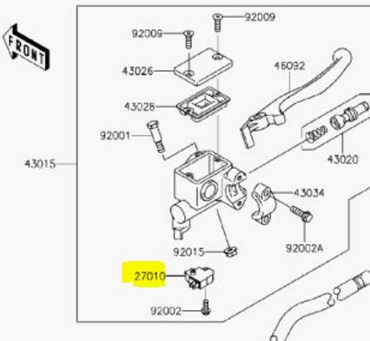 Kawasaki OEM Brake Switch 27010-0025 Vulcan Ninja Brute Force Prairie KLR ZZR