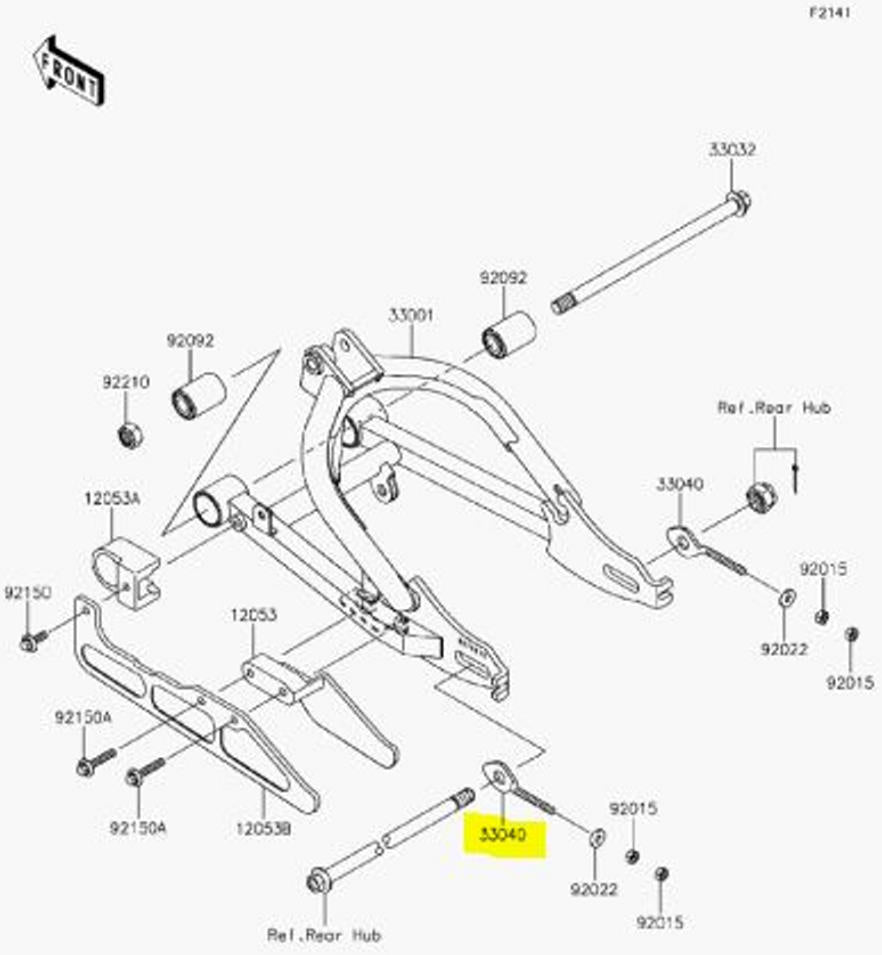 Kawasaki OEM KLX110/L 02-17 Rear Chain Adjuster 33040-1006