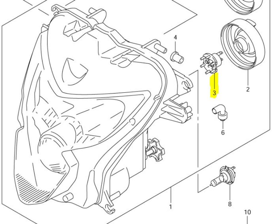 Suzuki OEM Headlight Bulb Adapter Assembly GSXR600/750/1000 34175-33E50