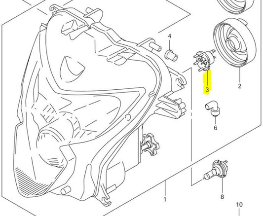 Suzuki OEM Headlight Bulb Adapter Assembly GSXR600/750/1000 34175-33E50