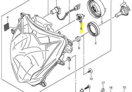 Suzuki OEM Headlight Bulb Adapter Assembly 11-22 GSXR600/750 37175-14J00