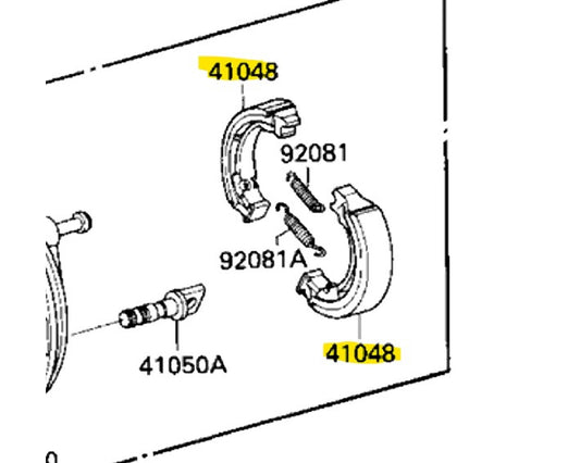 Kawasaki OEM Rear Brake Shoes Set of 2 KLR250 KDX200 KE175 41048-1084