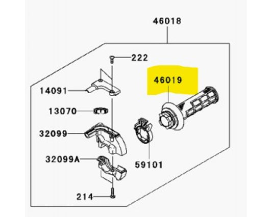 Kawasaki Oem Throttle Tube Grip Assembly KLX110 KX 65 85 100 112 KLX140 46019-0023