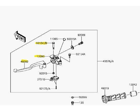 Kawasaki Clutch Lever with Purch EX250 EX300 Ninja 2008-2017 46076-0123