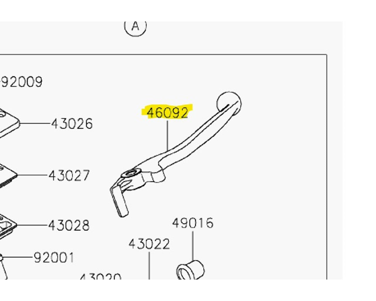 Kawasaki Front Brake Lever KLX230 KLX230R 46092-0044