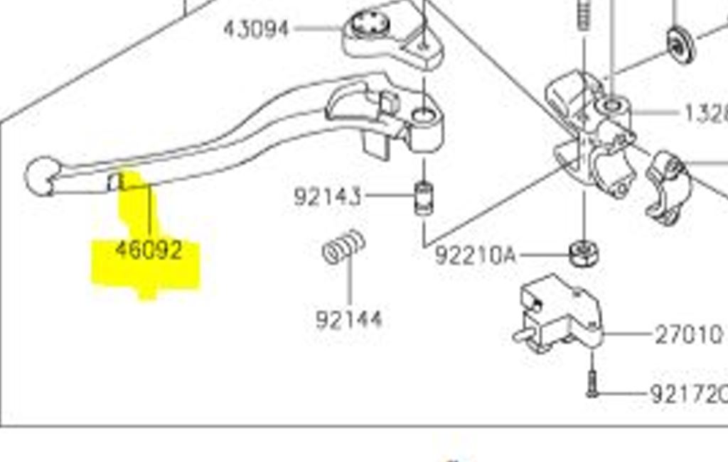 Kawasaki OEM Clutch Lever Grip ZX-6R Ninja 1000 ABS  46092-0568