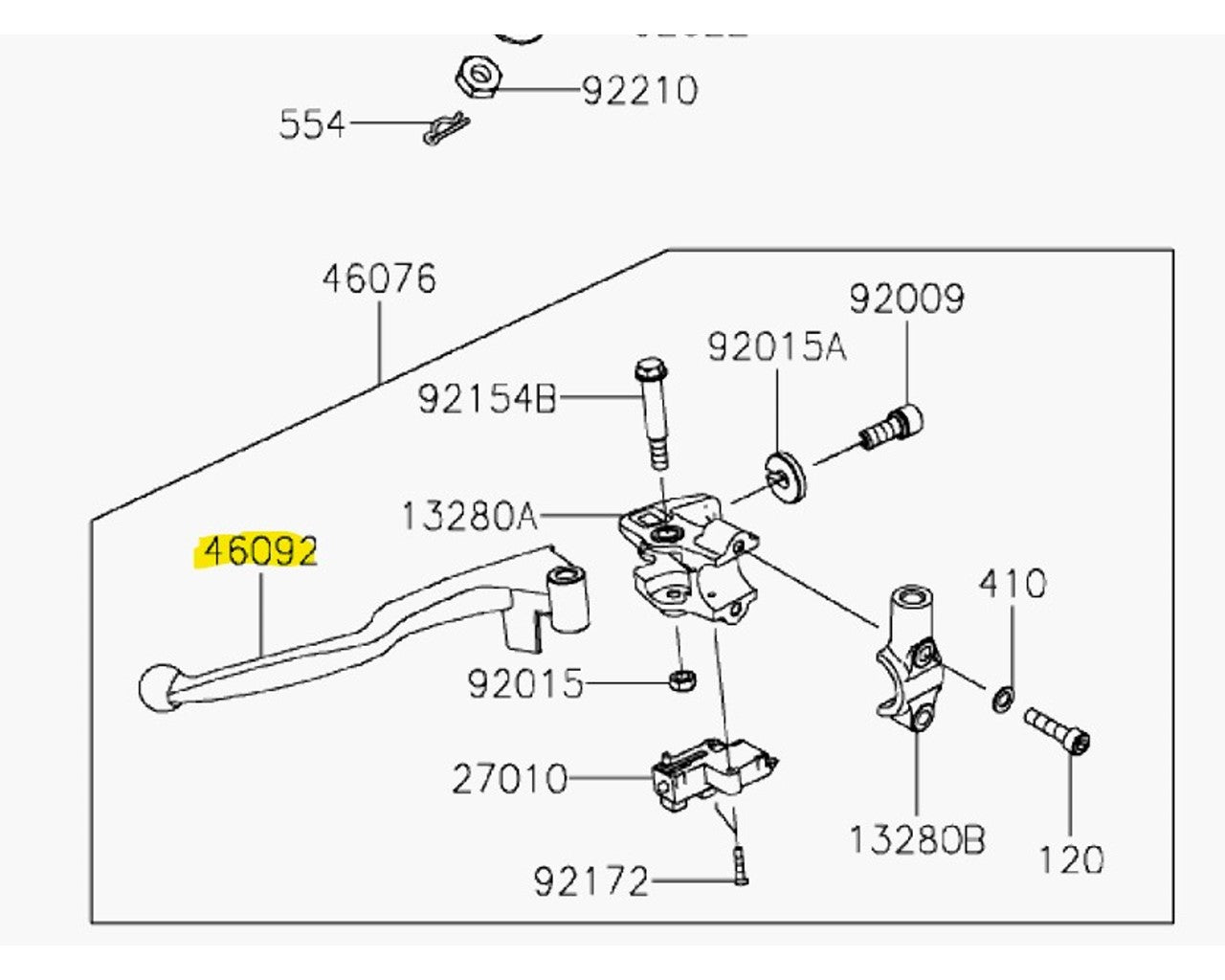 Kawasaki Clutch Lever  KLX230 KLX230R 46092-0576