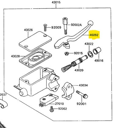 Kawasaki OEM Replacement Front Brake Lever KLR250 KLR650 Tengai 46092-1135