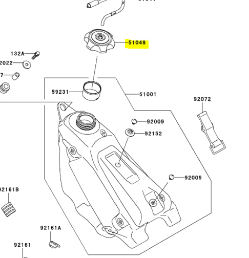 Kawasaki OEM Replacement Gas Cap 51048-0009 KLX140 KX100 KX250F KX450F