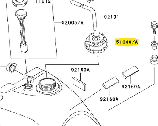 Kawasaki Fuel Tank Gas Cap KLF220 250 KVF300 360 400 KFX250 51048-1133