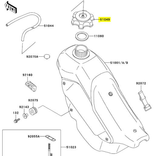 Kawasaki OEM Replacement Gas Cap 51049-1108 KX580 KX100 KX500 KDX