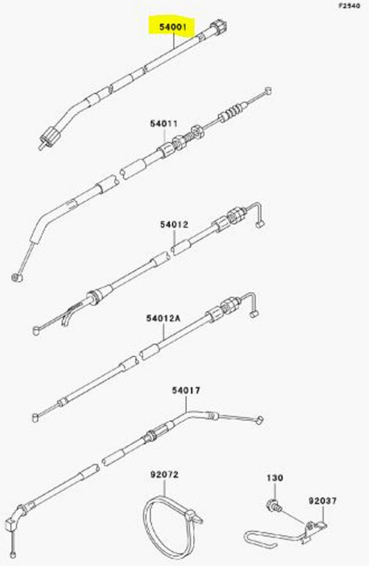 Kawasaki OEM Speedometer Cable 54001-1123 Ninja EX500R EX250R