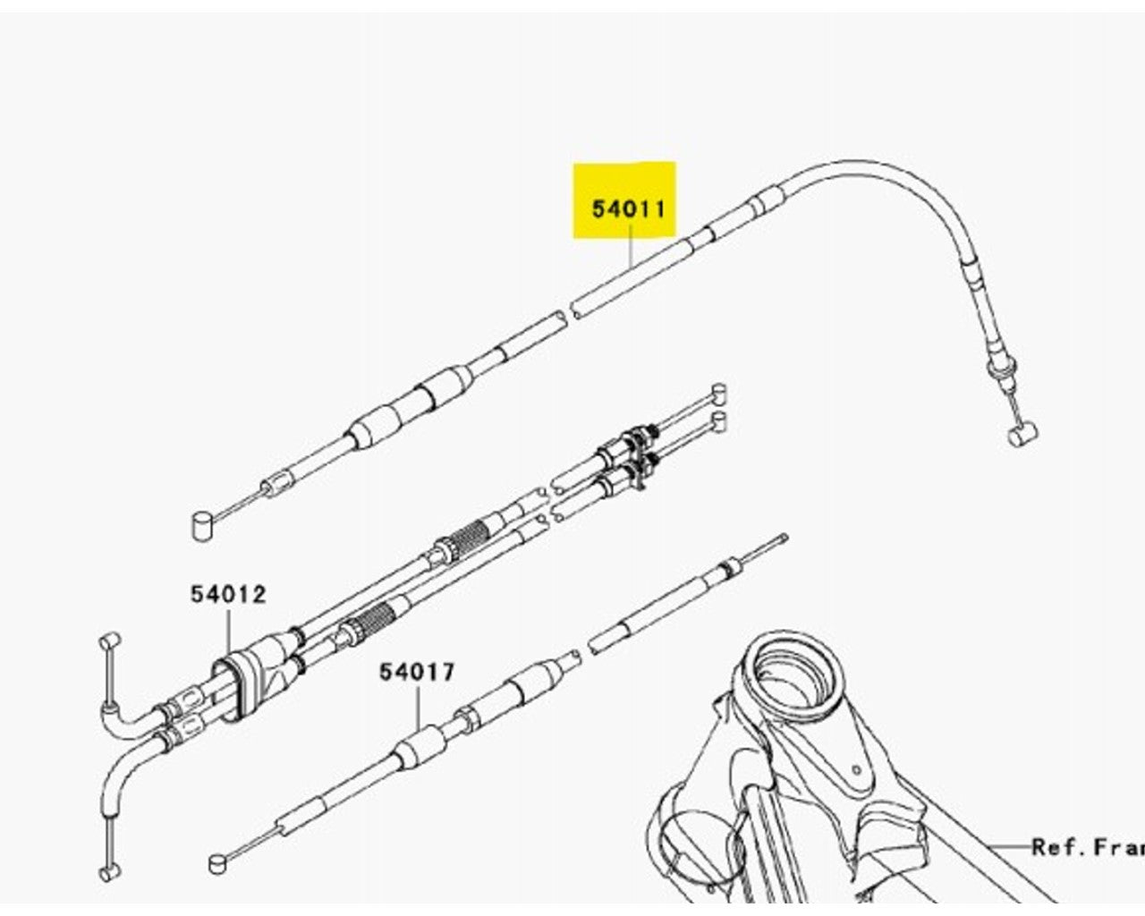 Kawasaki OEM Clutch Cable 2006-2008 KX250F 54011-0044