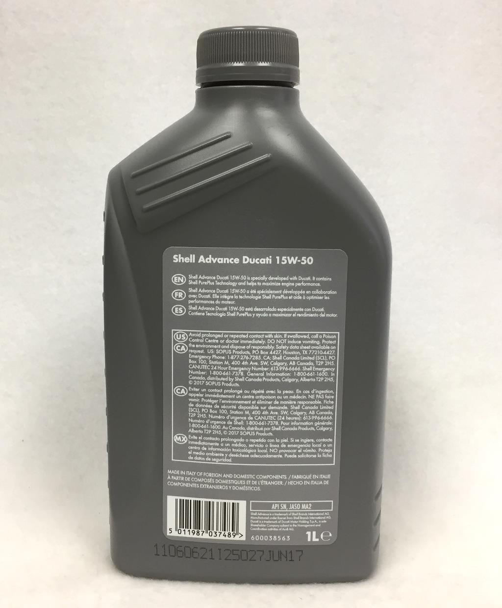 Ducati Shell Advance 15w-50 Factory Motorcycle Engine Oil Liter 550047581