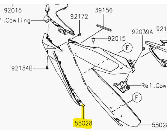 Kawasaki OEM Left Side Cowling Panel Black Ninja 400 EX400 2018-2021 55028-0637