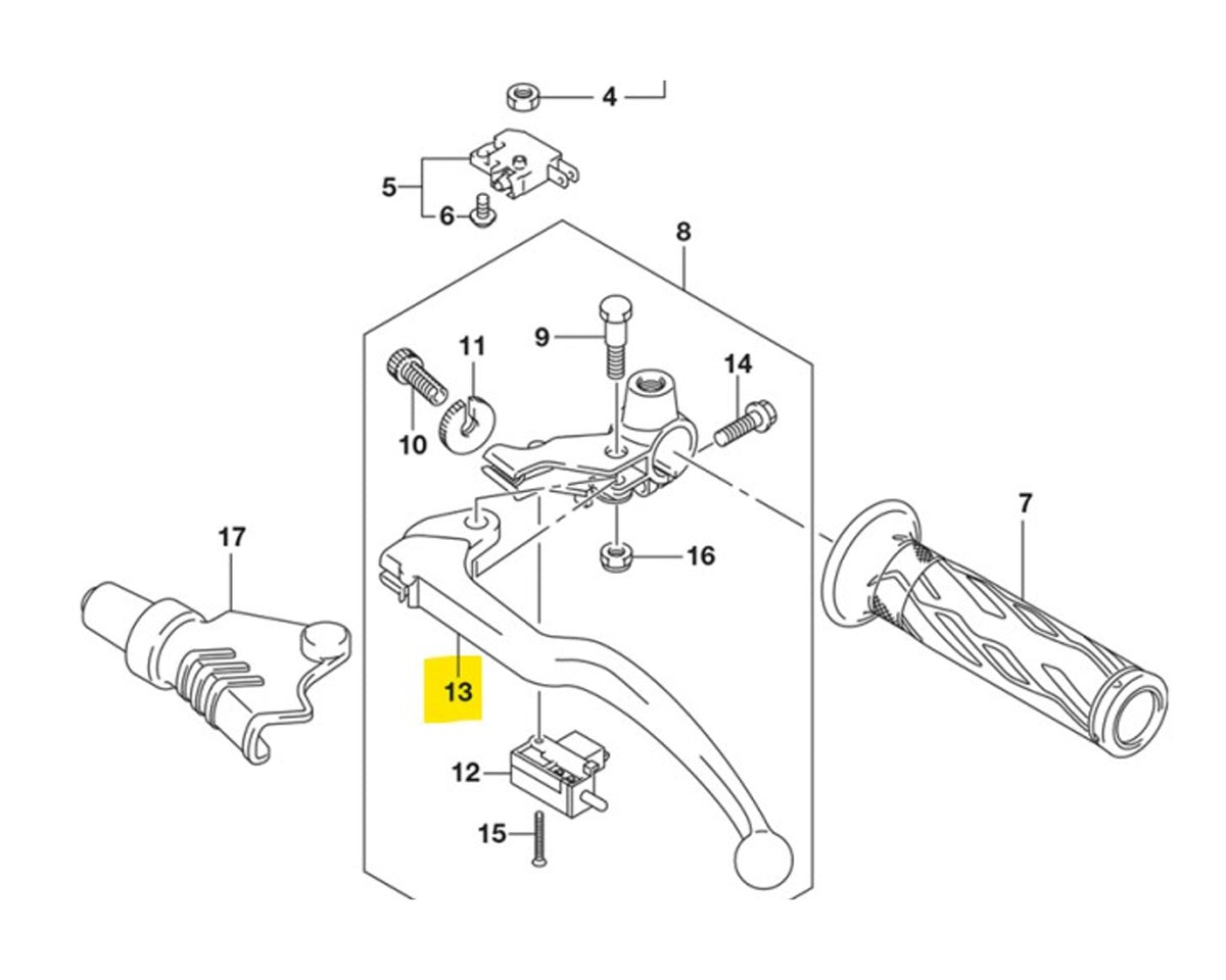 Genuine Suzuki Clutch Lever – Black – Fits SV650 2017-2023 & GSX-S750 2017-2021 – OEM 57621-25D10-000
