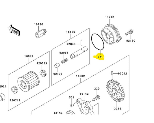 Kawasaki Oil Filter Cocer O-Ring KLR650 KLR250 671B2555