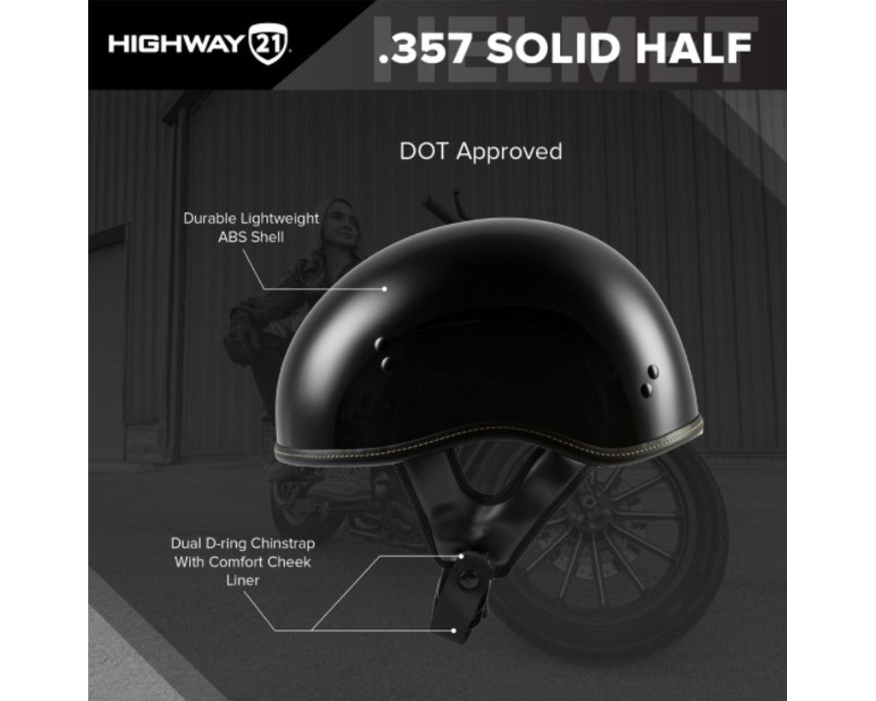 Highway 21 .357 Half Helmet - Solid Grey 