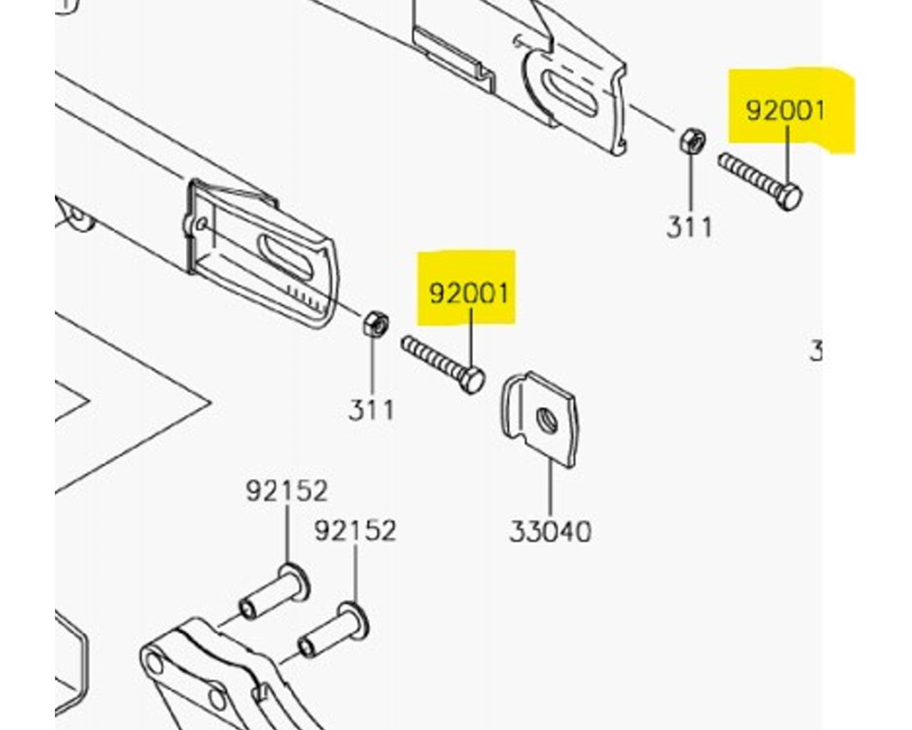 Kawasaki OEM Chain Adjuster Bolt 6x38mm KX60 KX65 92001-1463