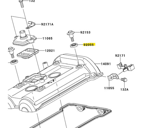 Kawasaki Cylinder Head Bolt O-Ring Gasket Multi-Fit 92055-0195