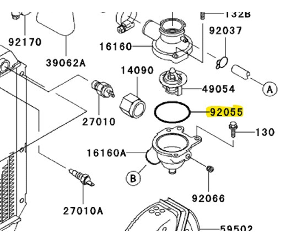 Kawasaki Thermostat Cover O-Ring Multi-fit 92055-112