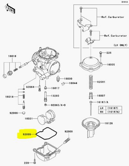 Kawasaki OEM Replacement Float Chamber O-Ring 92055-1222