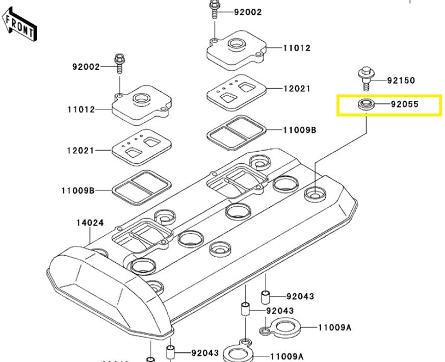 Kawasaki OEM Head Cover Bolt Oring Seal 92055-1352