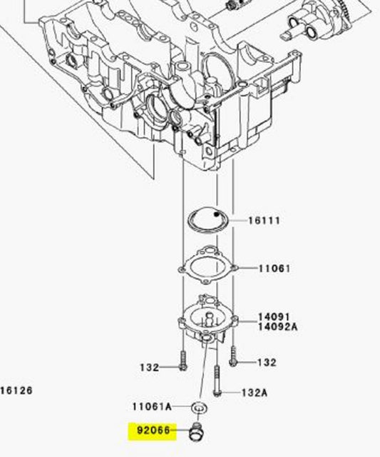 Kawasaki OEM Replacement Oil Drain Bolt 92066-0767