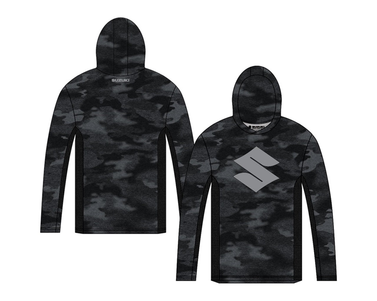 Suzuki Logo Camo Performance Lightweight Hoodie Black 