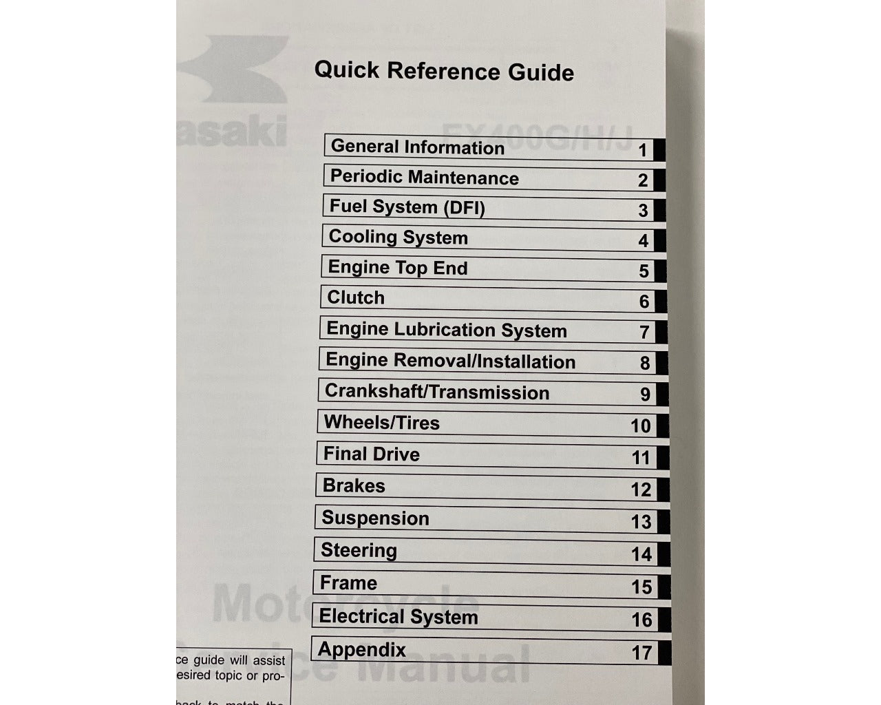 Kawasaki Factory Service Manual EX400 Ninja 2018-2023 99832-0021-03