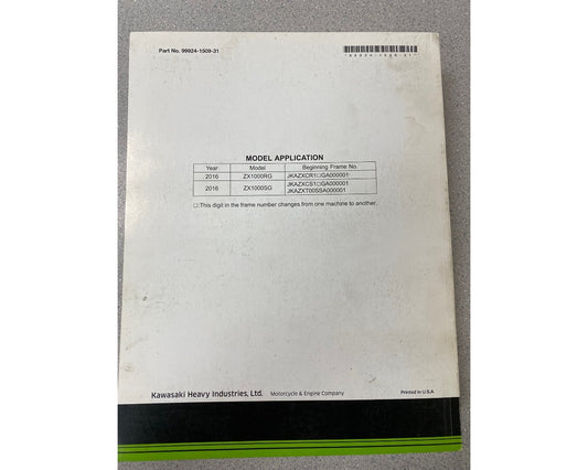 Kawasaki Factory Service Manual USED ZX1000R/S/Z ZX10R Ninja 99924-1509-33
