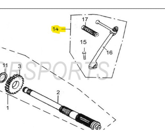 SSR Kickstarter Lever Assembly SR70 SR110 SR125 A00321-05-00