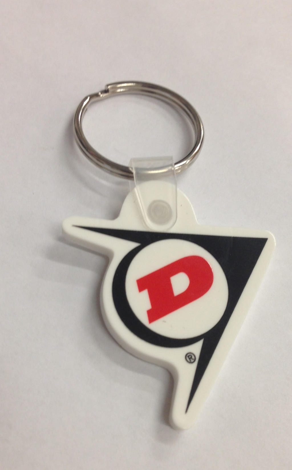 Dunlop Tires "D" Logo single Sided Keychain Keyfob Black & White