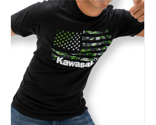 Kawasaki Camo Flag T-Shirt Black  K000-2573-BK 