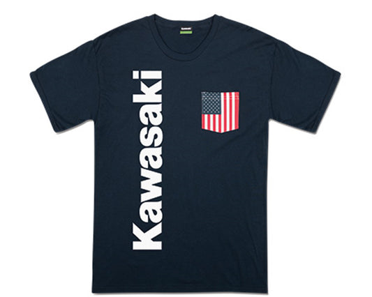 Kawasaki USA Flag Pocket T-Shirt Blue K001-2584-NY